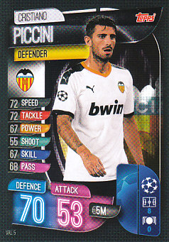 Cristiano Piccini Valencia CF 2019/20 Topps Match Attax CL #VAL5